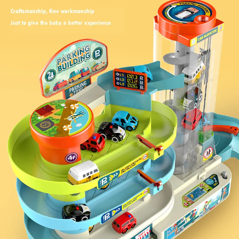 Combination Adventure Track Car Toy Link Parking Building Toys Automobile Electric Rail Adventure Car Child Christmas Toy Gift
