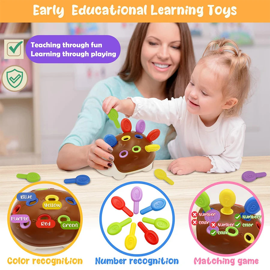Fine Motor Skills Training Montessori Hedgehog Peg Board Game Puzzle Toy For Toddler's Hand-eye Coordination, Ages 1 To 3(random