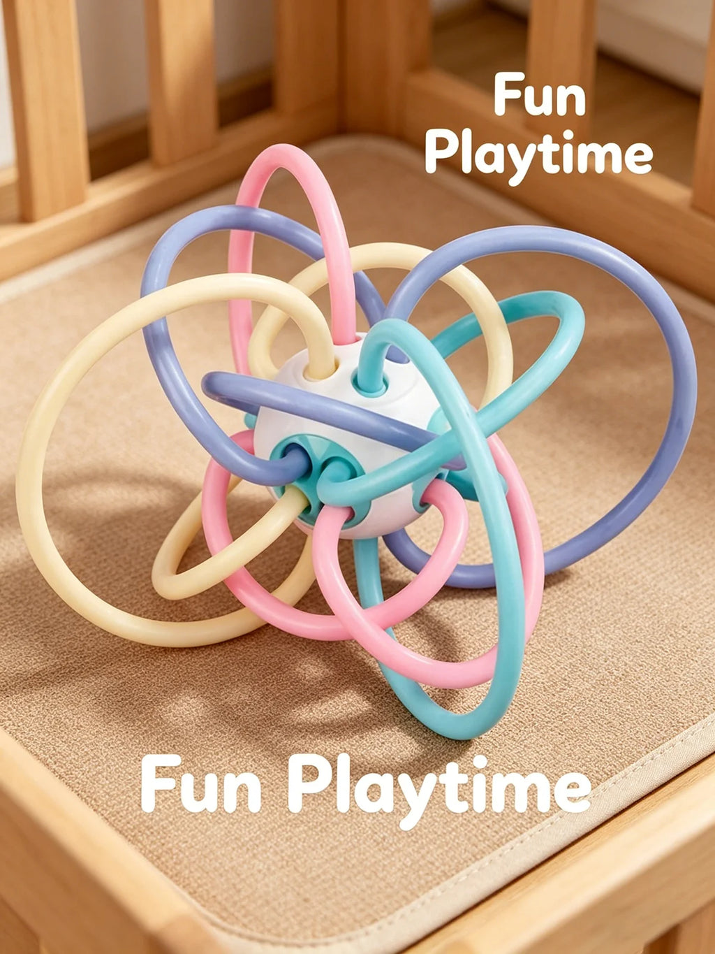 Baby Manhattan Grasping Ball — 3-in-1 Teether, Rattle & Sensory Toy