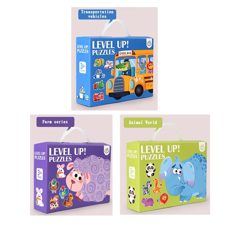 Wooden Jigsaw Puzzle Kids Toy Cartoon Animal Jigsaw Puzzles Game Early Educational Toys Gift Set for Children