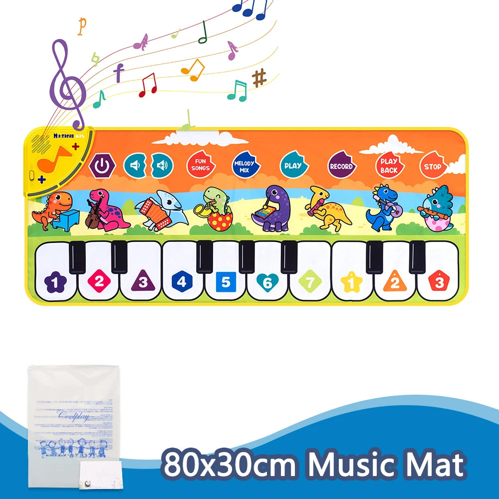 Kids Music Piano Mat 80x30cm — 8 Animal Sounds & Educational Keyboard Toy