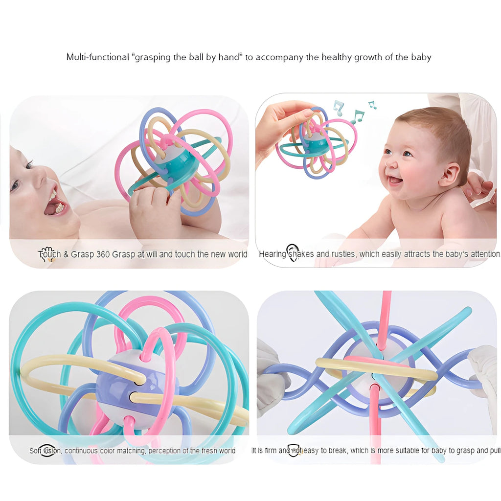 Baby Toys Manhattan Ball, Baby Teething Ball, Soft Rubber Teething Toy, Hand-Held Ball for Babies, Newborn Rattle