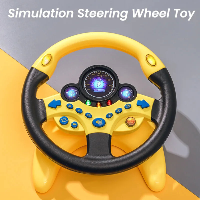 Electric Baby Steering Wheel Toy — Light & Sound Stroller Toy for Infants