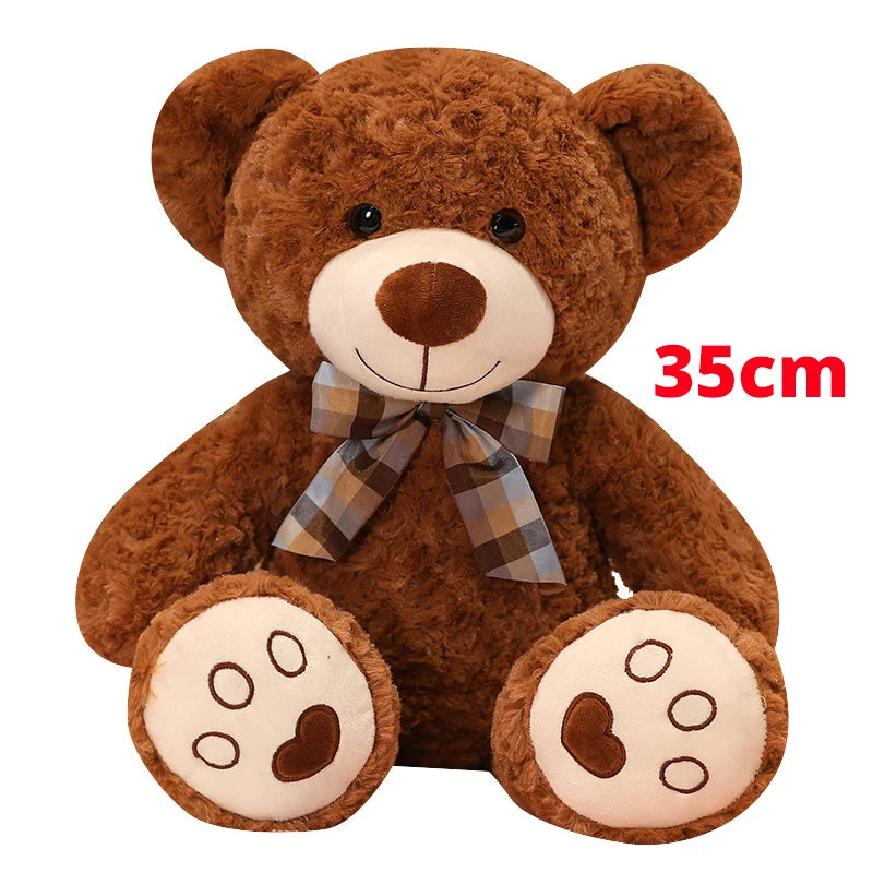 Kawaii Teddy Bear Plush Pillow Toy 25/35cm — Soft Bow-Knot Stuffed Bear for Kids
