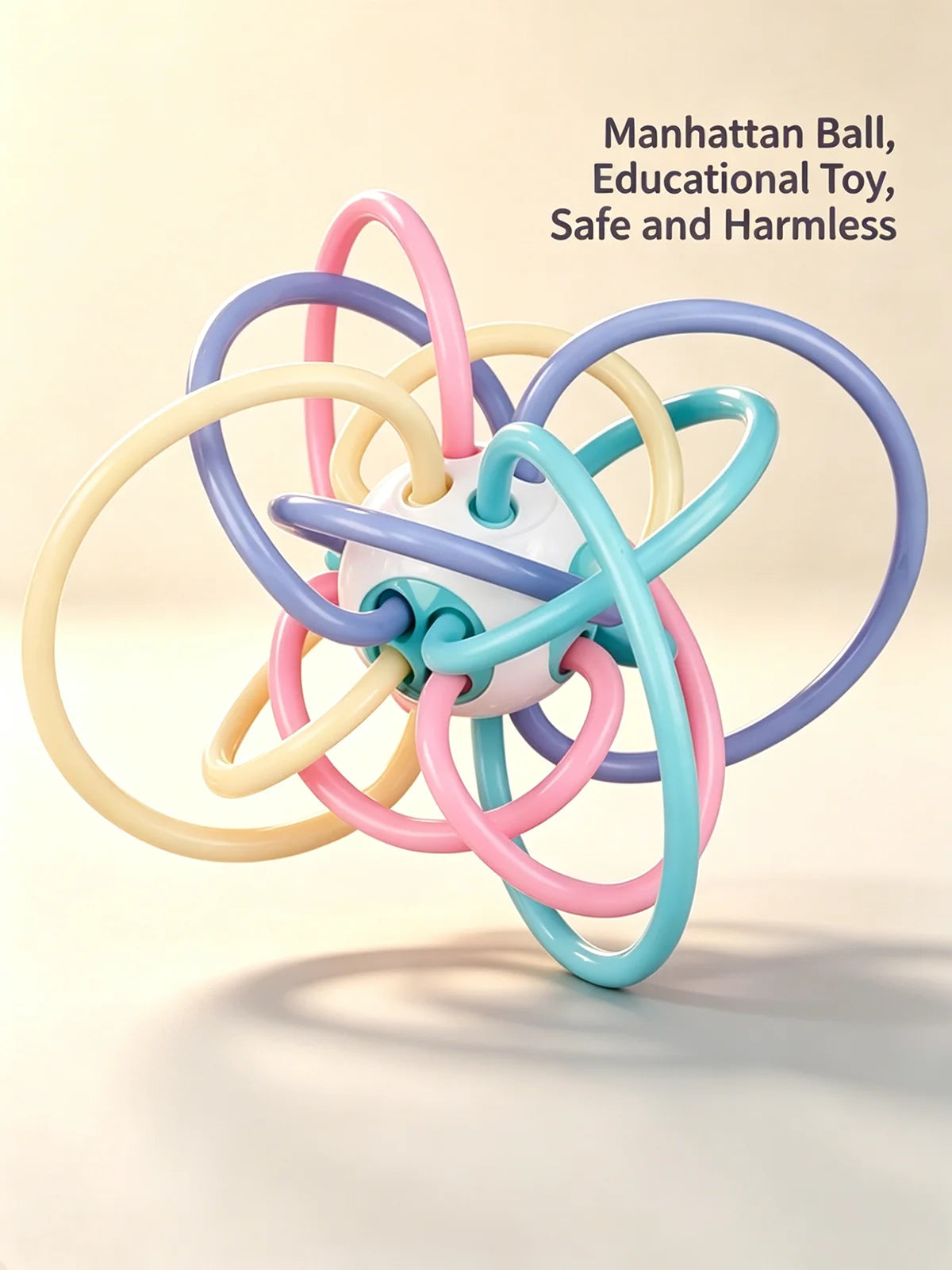 Baby Manhattan Grasping Ball — 3-in-1 Teether, Rattle & Sensory Toy