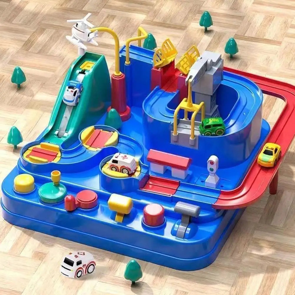 Kids Racing Rail Car Track Set — Space & Animal Adventure Toy