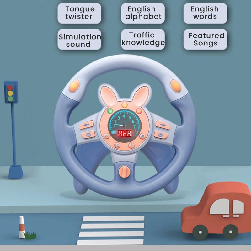 Baby Stroller Steering Wheel Toy — Light-Up Simulation Copilot Toy for Infants