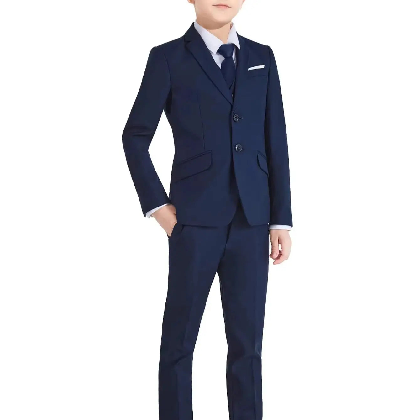 Boys Formal Suit Set 4-Piece — Blazer, Vest, Pants & Bow Tie for Ages 3–14