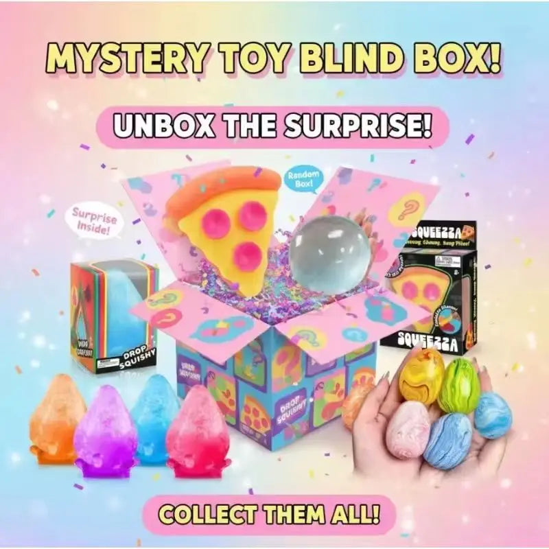 Random Nee Doh Mystery Surprise Box Nice Cube Squeeza Pizza Peace O Cake Jelly Hops Jellyfish Squishy Squeeze Toy Anxiety Relief