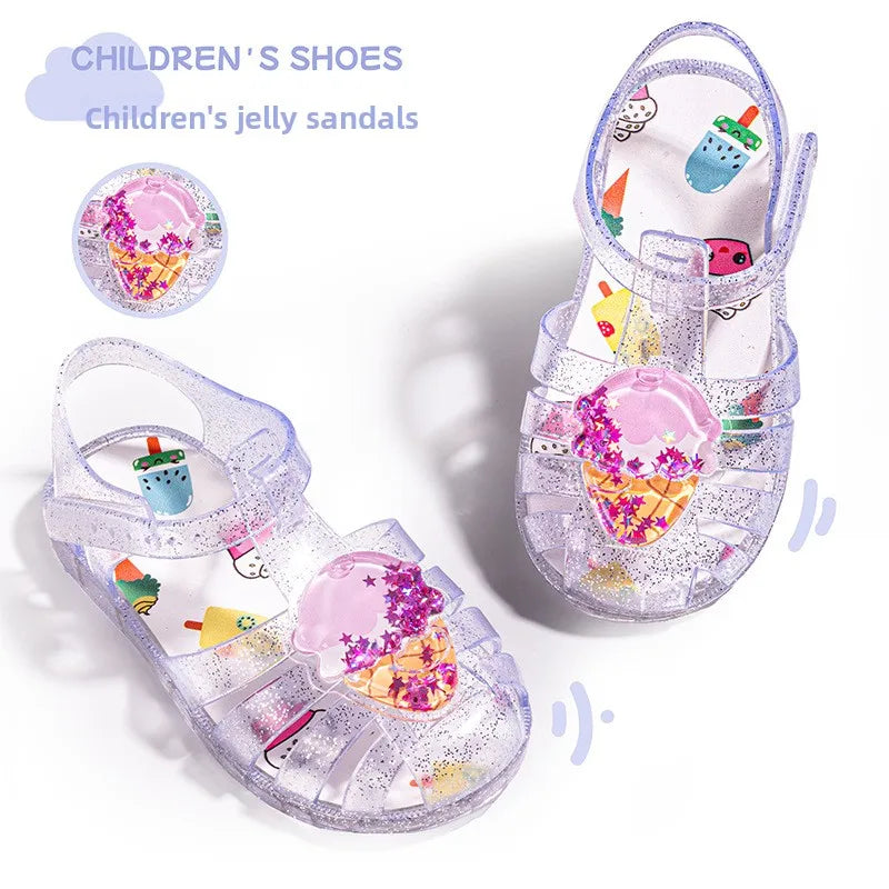 Summer Girls Sandals Cute Fruit Jelly Princess Shoe Children Hollow Out Breathable Beach Sandals Waterproof Anti Slip Kids Shoes