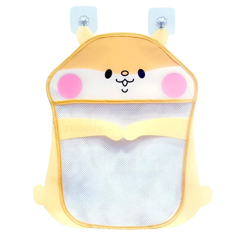Baby Bathroom Mesh Bag with Sucker for Children Toys Kid Bathtub Doll Organizer Cartoon Animal Shapes Cloth Toys Storage Net Bag