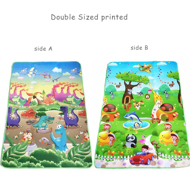 Double-Sided Baby Play Mat — Animal Kids Rug for Crawling & Floor Play