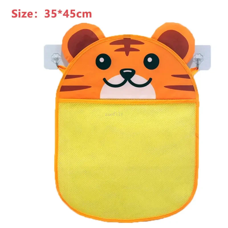 Baby Bathroom Mesh Bag with Sucker for Children Toys Kid Bathtub Doll Organizer Cartoon Animal Shapes Cloth Toys Storage Net Bag