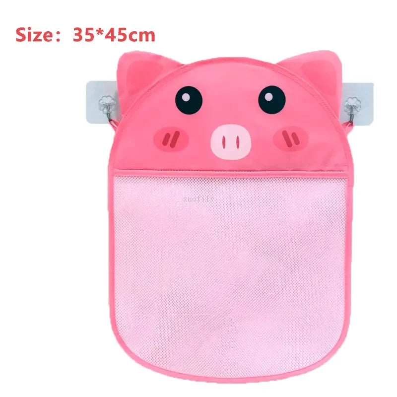 Baby Bathroom Mesh Bag with Sucker for Children Toys Kid Bathtub Doll Organizer Cartoon Animal Shapes Cloth Toys Storage Net Bag