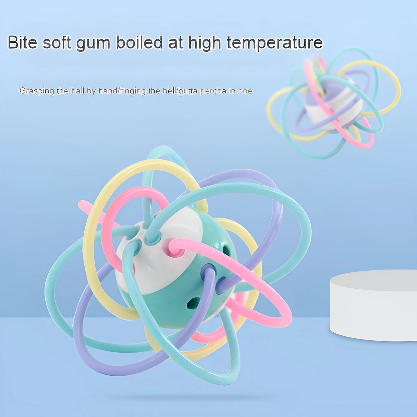 Baby Toys Manhattan Ball, Baby Teething Ball, Soft Rubber Teething Toy, Hand-Held Ball for Babies, Newborn Rattle