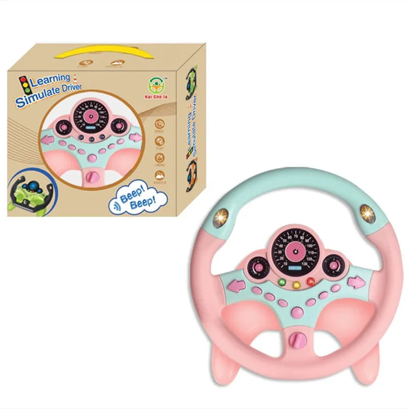 Baby Stroller Steering Wheel Toy — Light-Up Simulation Copilot Toy for Infants