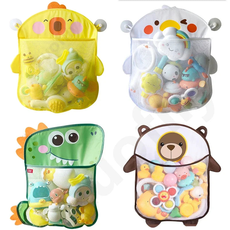 Baby Bathroom Mesh Bag with Sucker for Children Toys Kid Bathtub Doll Organizer Cartoon Animal Shapes Cloth Toys Storage Net Bag