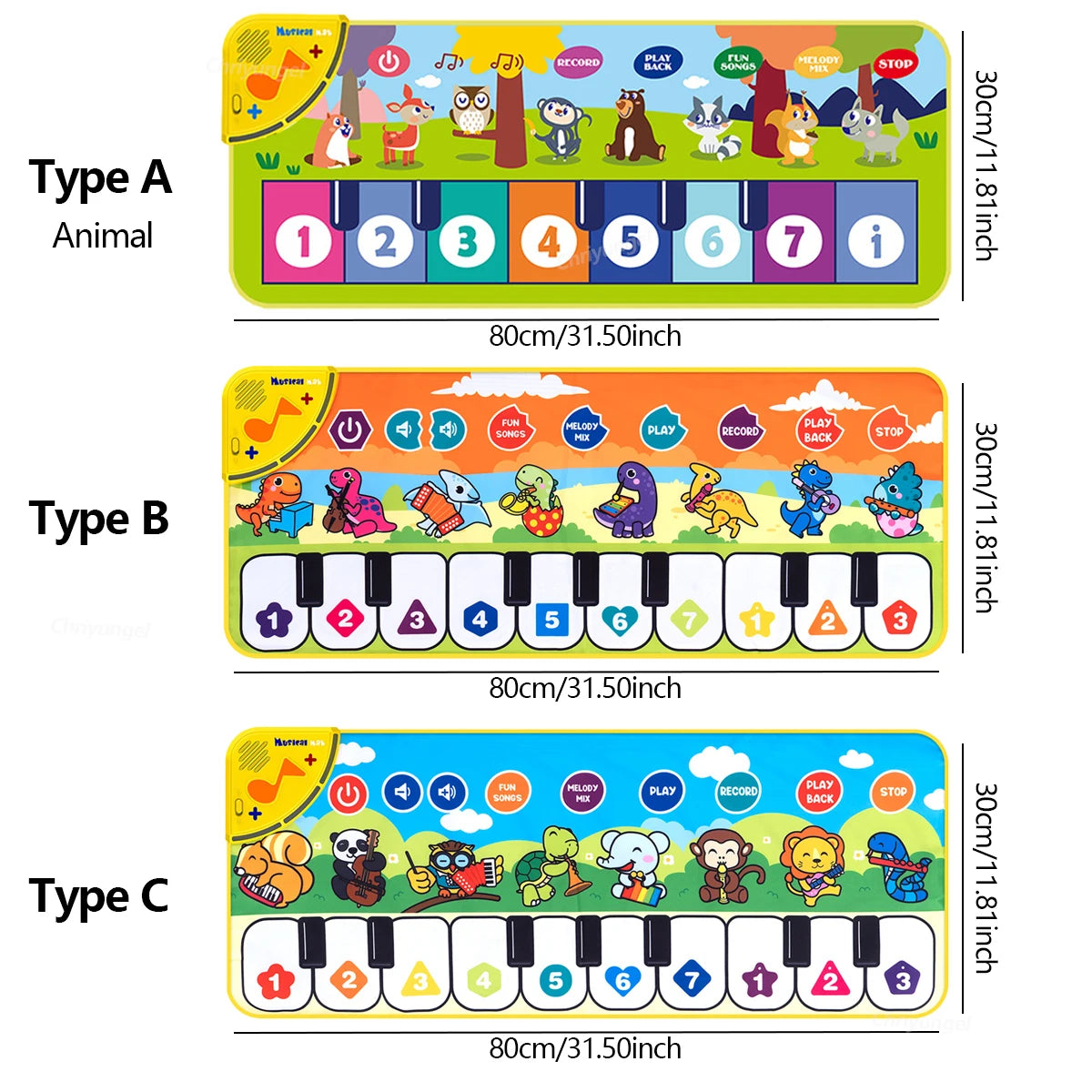 Piano Dance Mat for Kids 80x30cm — Musical Floor Keyboard with Demo Songs
