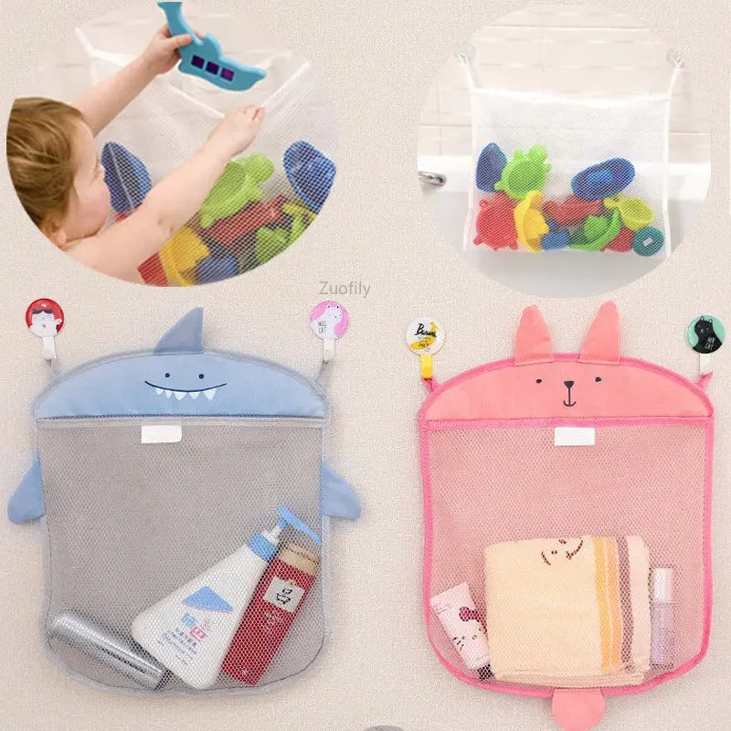 Baby Bathroom Mesh Bag with Sucker for Children Toys Kid Bathtub Doll Organizer Cartoon Animal Shapes Cloth Toys Storage Net Bag