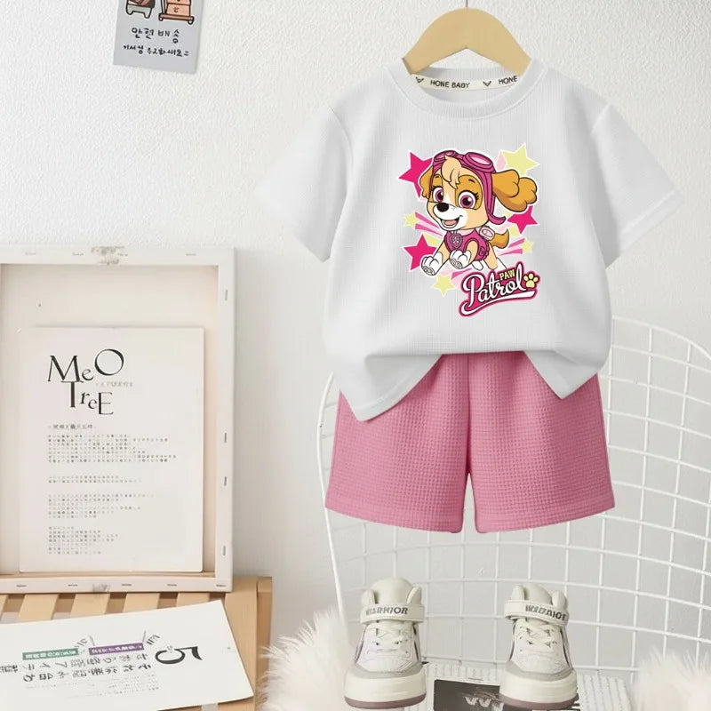 PAW Patrol Girls Casual Shorts Set — T-Shirt & Shorts 2-Piece Summer Sportswear