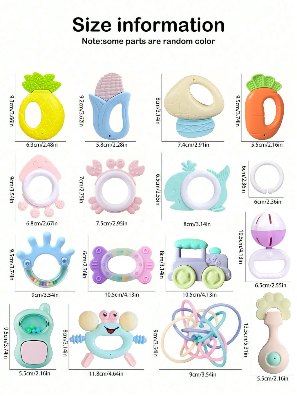 16-Piece Baby Rattle & Teether Toy Set — Newborn Sensory STEM Gift