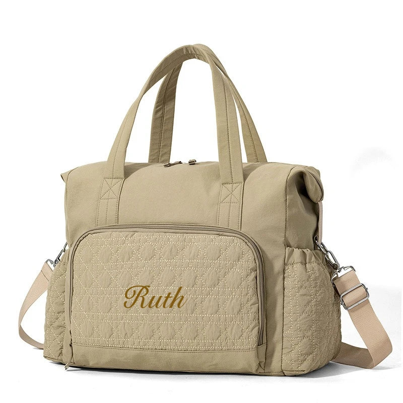 Personalized Large Capacity Mommy Bag for Women Tote Baby Diaper Nappy Bags Custom Baby Name Shoulder Solid Color Maternity Bags