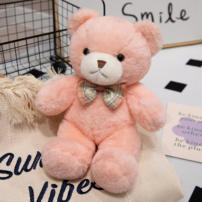 Kawaii Bow Tie Teddy Bear Plush Toy 30cm — Soft Stuffed Bear for Kids & Gifting