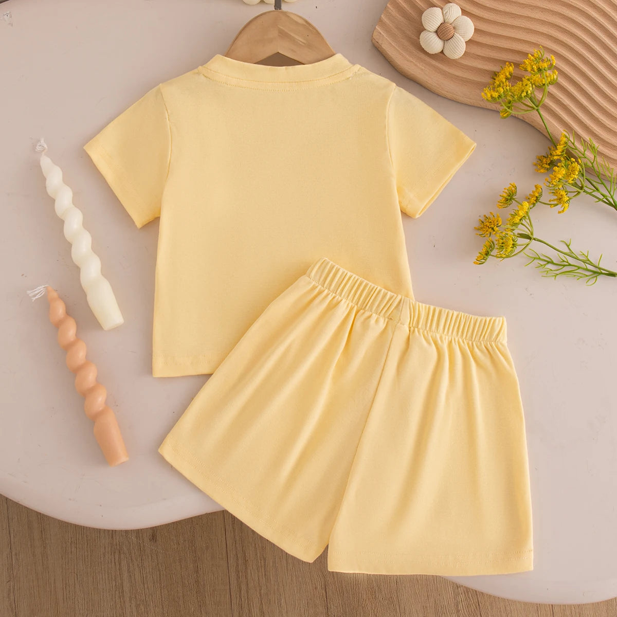 Baby Girl Bow Summer Set — Short Sleeve Top & Shorts 2-Piece Beach Outfit Ages 6M–3Y