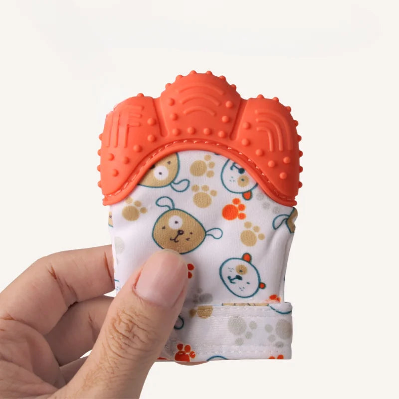 Cartoon Baby Teether Mittens — Anti-Scratch Chewing Gloves for Infants