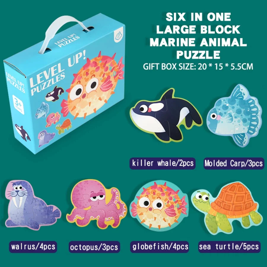 Six in One Handheld Gift Box Puzzle for 3-6 Year Old Children's Puzzle Toys Children's Birthday Gift Sharing Creative Benefits