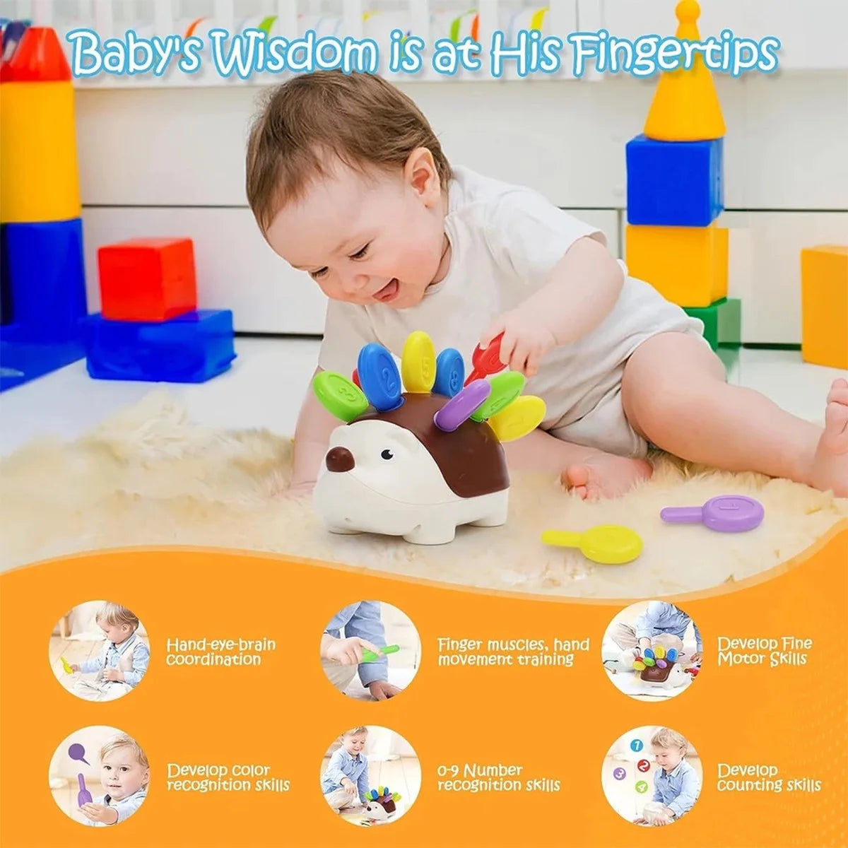 Sensory Hedgehog Cute Animals Toys Toddler Montessori Fine Motor Toys Baby Preschooler Educational Sensory Infant Travel Toys