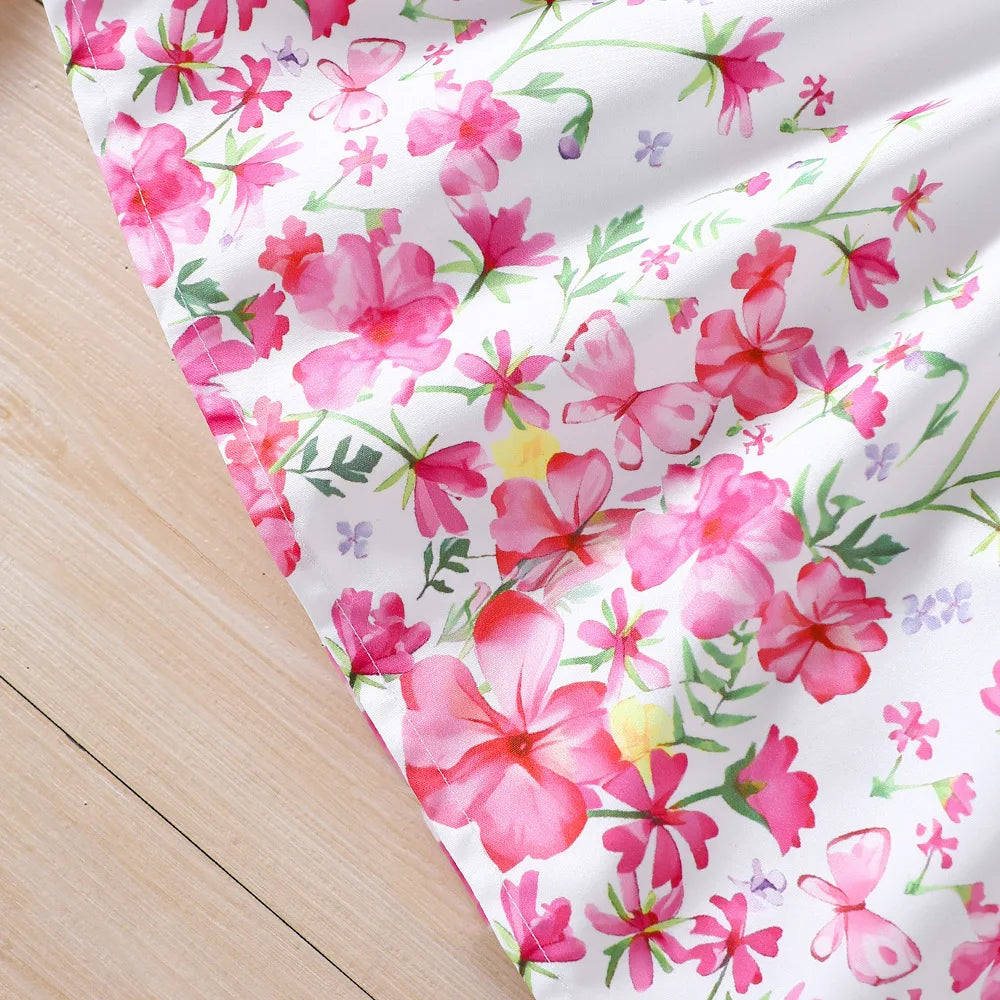 Kids Casual Clothing Sets Outfits for Girls Autumn Winter 2025 New Toddler Floral Print Long Sleeve Coat Tank Dress Children