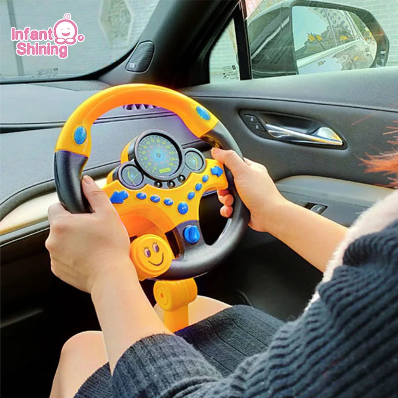 Electric Baby Steering Wheel Toy — Light & Sound Stroller Toy for Infants