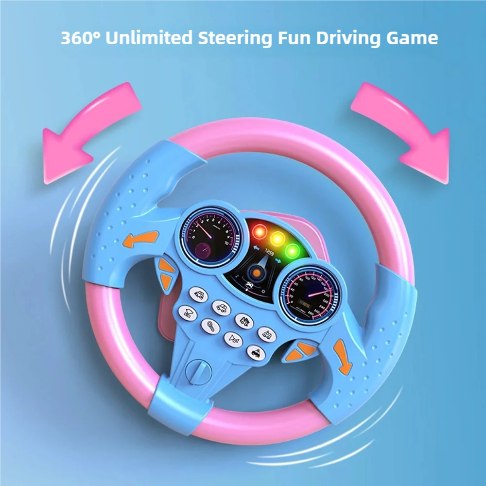 360° Rotating Music Steering Wheel Toy for Kids — Simulated Co-Pilot Educational Toy