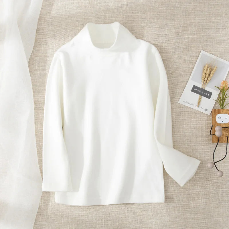 Kids Turtleneck Thermal T-Shirt — Soft Warm Fleece Long Sleeve Base Layer for Boys & Girls