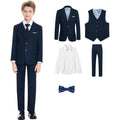 Boys Formal Suit Set 4-Piece — Blazer, Vest, Pants & Bow Tie for Ages 3–14