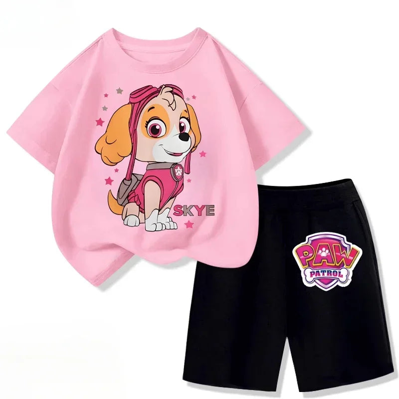 PAW Patrol Girls Summer Outfit Set — Short Sleeve Top & Shorts 2-Piece Casual Set