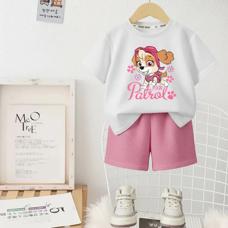 PAW Patrol Girls Casual Shorts Set — T-Shirt & Shorts 2-Piece Summer Sportswear