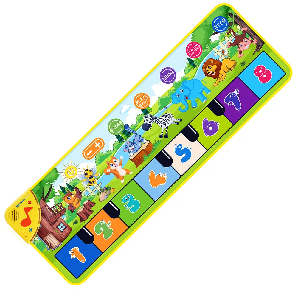 Kids Musical Piano Mat — Floor Keyboard Dance Mat with 8 Animal Sounds