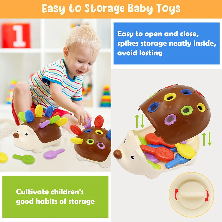 Fine Motor Skills Training Montessori Hedgehog Peg Board Game Puzzle Toy For Toddler's Hand-eye Coordination, Ages 1 To 3(random