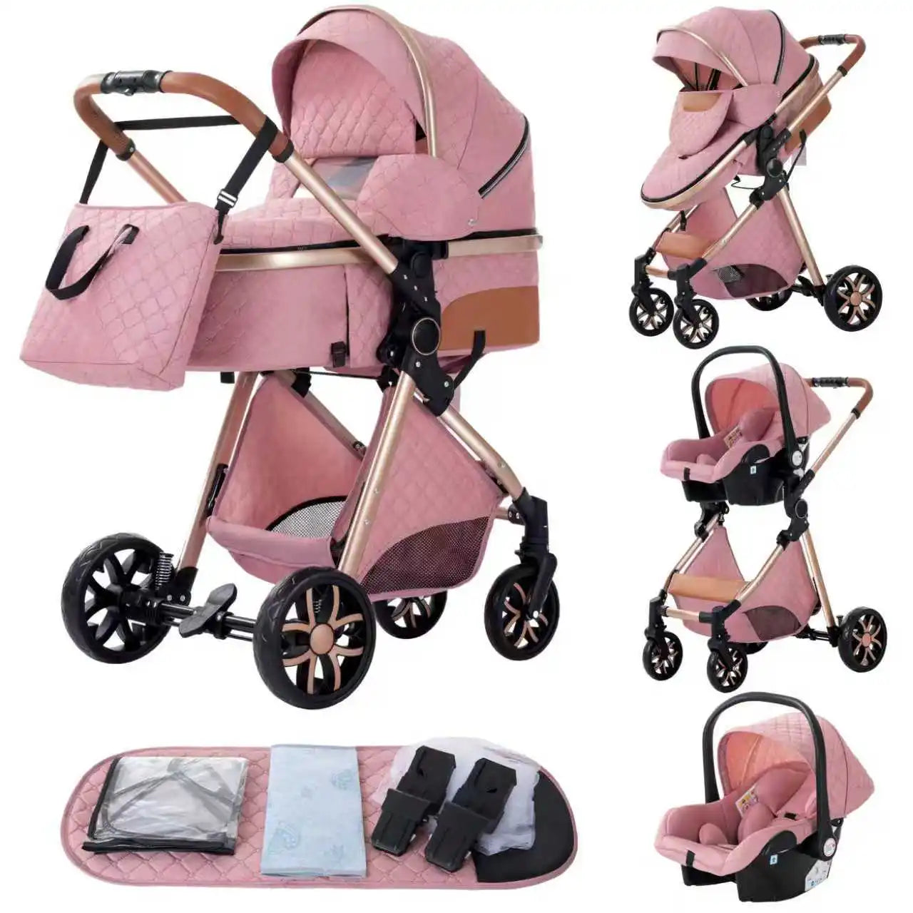 3-in-1 baby stroller travel system lightweight pram for newborns compact foldable Winter baby stroller baby buggy all-terrain