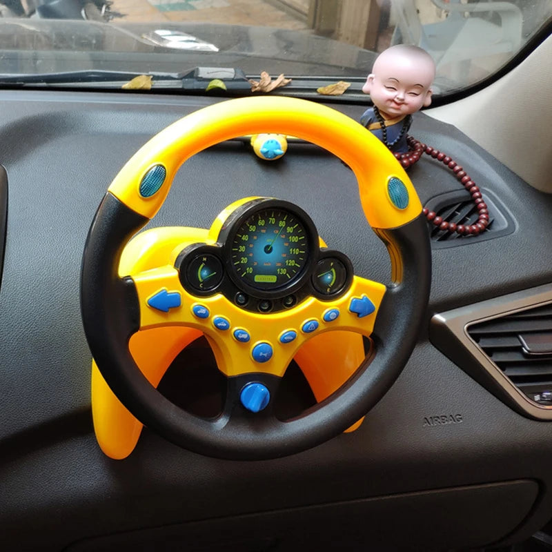 Electric Baby Steering Wheel Toy — Light & Sound Stroller Toy for Infants