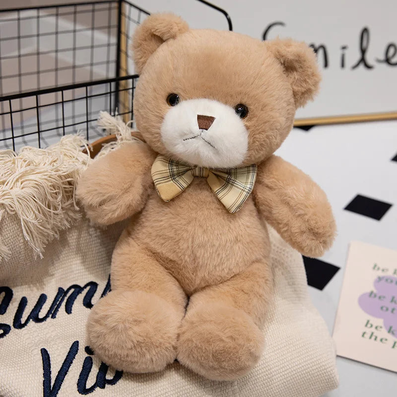 Kawaii Bow Tie Teddy Bear Plush Toy 30cm — Soft Stuffed Bear for Kids & Gifting
