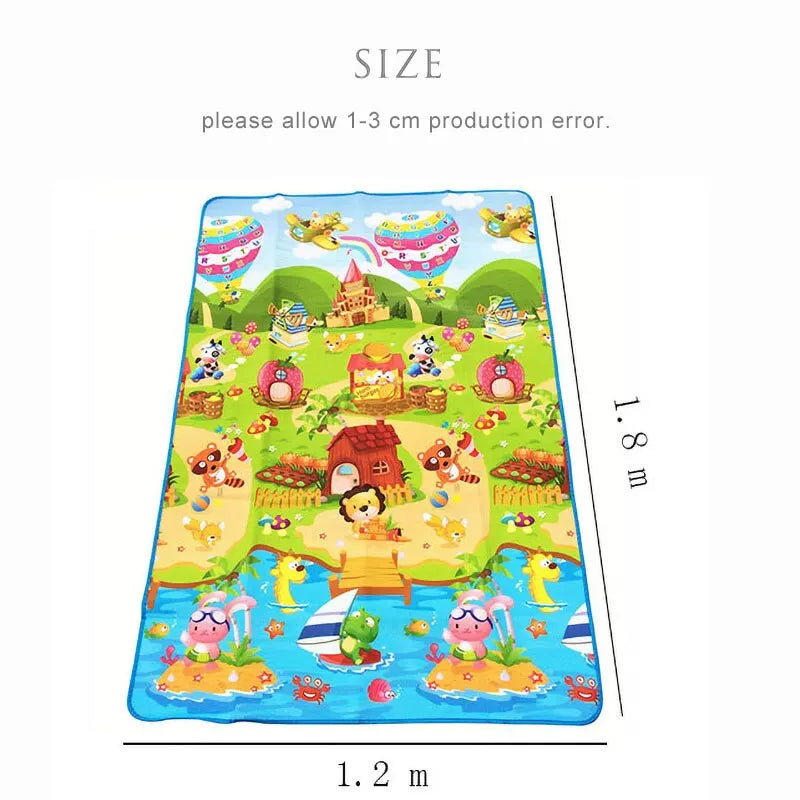 Double-Sided Baby Play Mat — Animal Kids Rug for Crawling & Floor Play