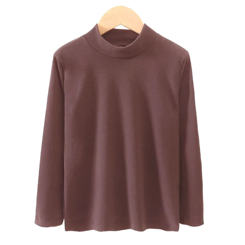 Kids Turtleneck Thermal T-Shirt — Soft Warm Fleece Long Sleeve Base Layer for Boys & Girls