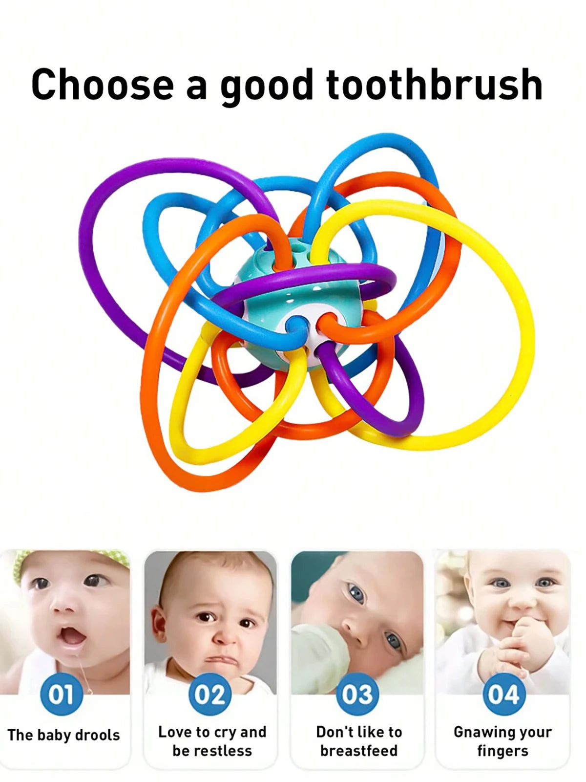 Baby Manhattan Grasping Ball — 3-in-1 Teether, Rattle & Sensory Toy
