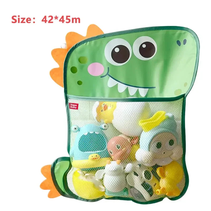 Baby Bathroom Mesh Bag with Sucker for Children Toys Kid Bathtub Doll Organizer Cartoon Animal Shapes Cloth Toys Storage Net Bag