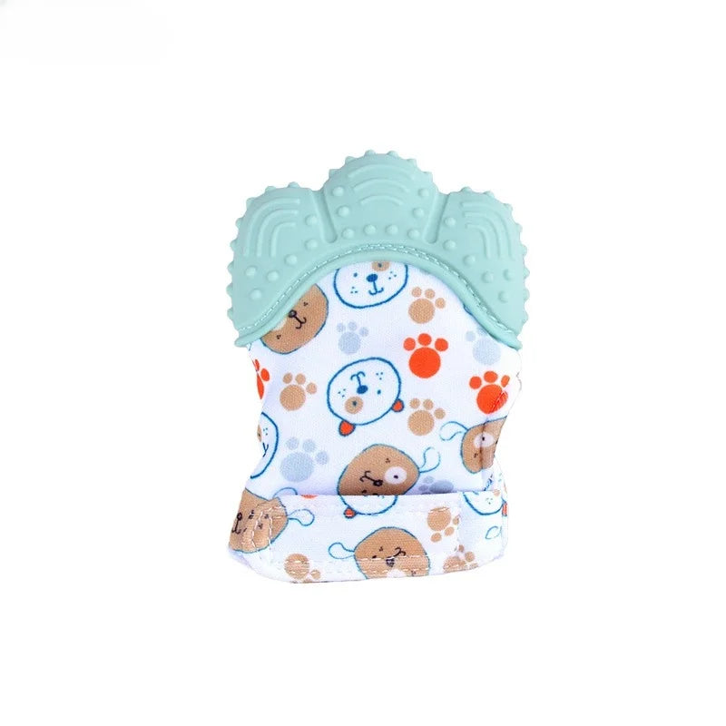 Cartoon Baby Teether Mittens — Anti-Scratch Chewing Gloves for Infants