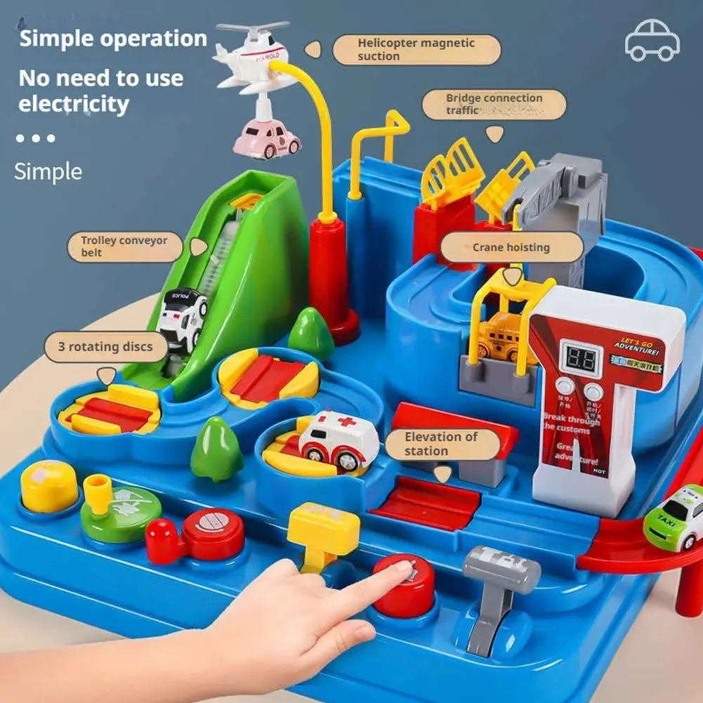 Kids Racing Rail Car Track Set — Space & Animal Adventure Toy