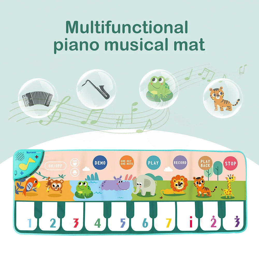 Kids Musical Piano Mat — Floor Keyboard Dance Mat with 8 Animal Sounds